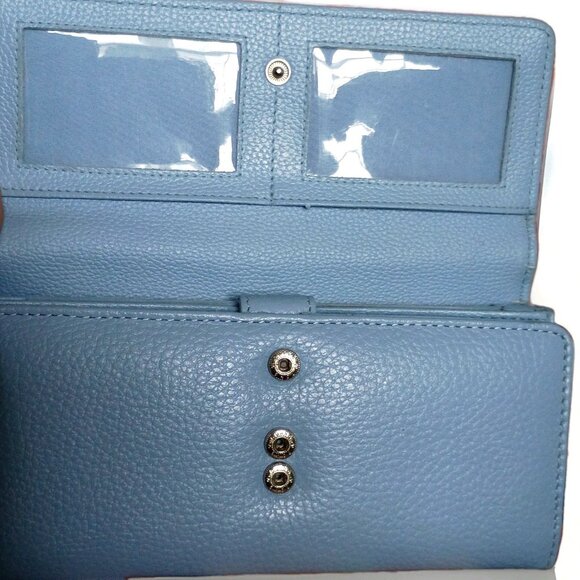 Giani Bernini Pebbled Leather Wallet Blue Women’s Bifold Excellent Condition - Picture 2 of 9
